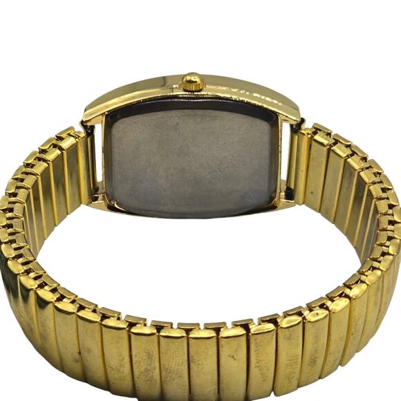 Roman Numerals Watch Women Stretch Wristwatch Gold Tone Baze Analog Quartz R - Picture 3 of 7